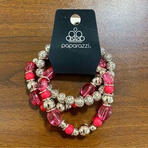 Paparazzi Vibrant Pink and Silver Bracelet Set